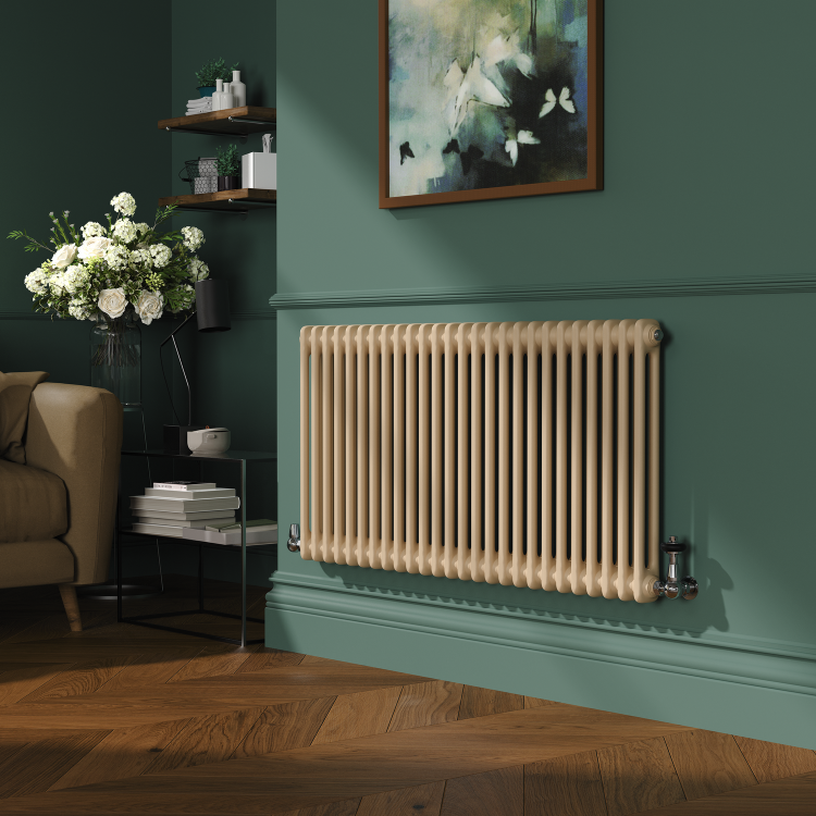 Reggio Elk brown Horizontal Double Column Traditional Radiator 600x1190mm 4091 BTU - Cast Iron Style