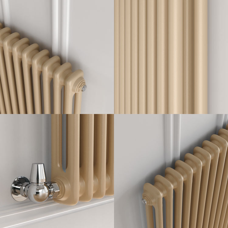 Reggio Elk brown Horizontal Double Column Traditional Radiator 600x1190mm 4091 BTU - Cast Iron Style