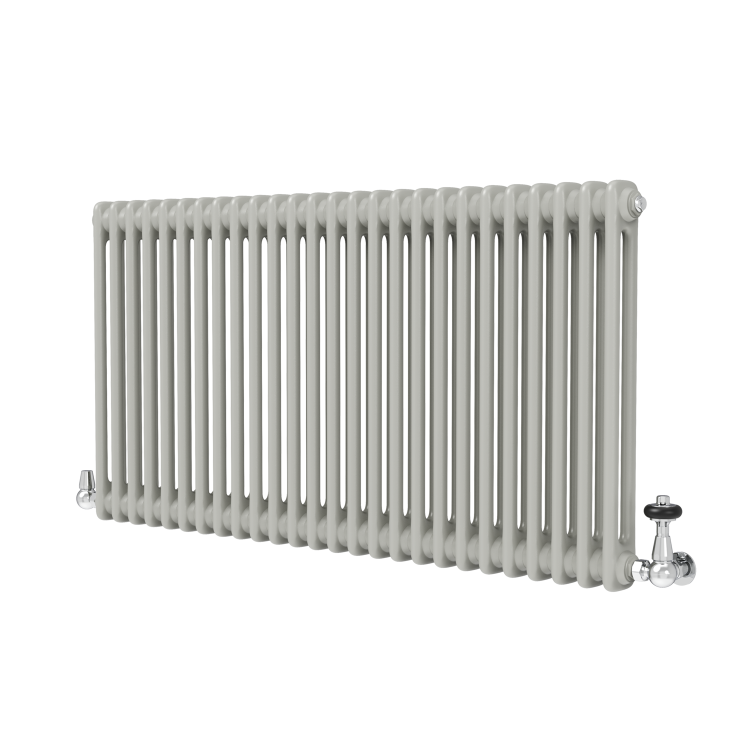 Reggio Smoked Stone Horizontal Double Column Traditional Radiator 600x1190mm 4091 BTU - Cast Iron Style