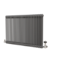 Reggio Anthracite Horizontal Double Column Radiator 800x1190mm 5361 BTU - Cast Iron Style