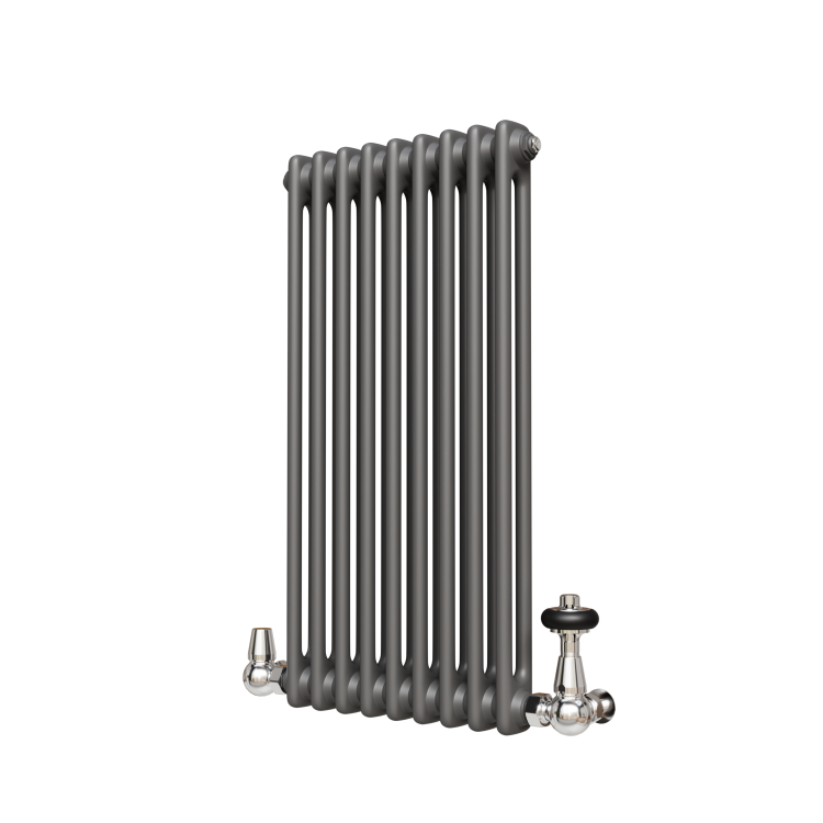 Reggio Anthracite Horizontal Double Column Radiator 800x425mm 1855 BTU - Cast Iron Style