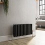 Reggio Midnight Black Horizontal Triple Column Traditional Radiator 300x605mm 1341 BTU - Cast Iron Style