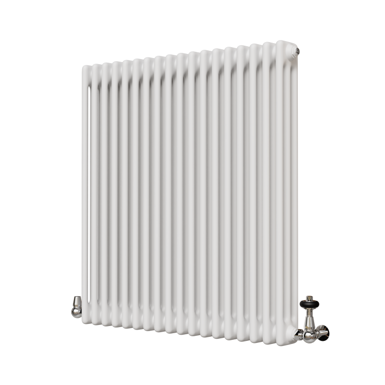 Reggio White Horizontal Triple Column Radiator 800x830mm 2411 BTU - Cast Iron Style