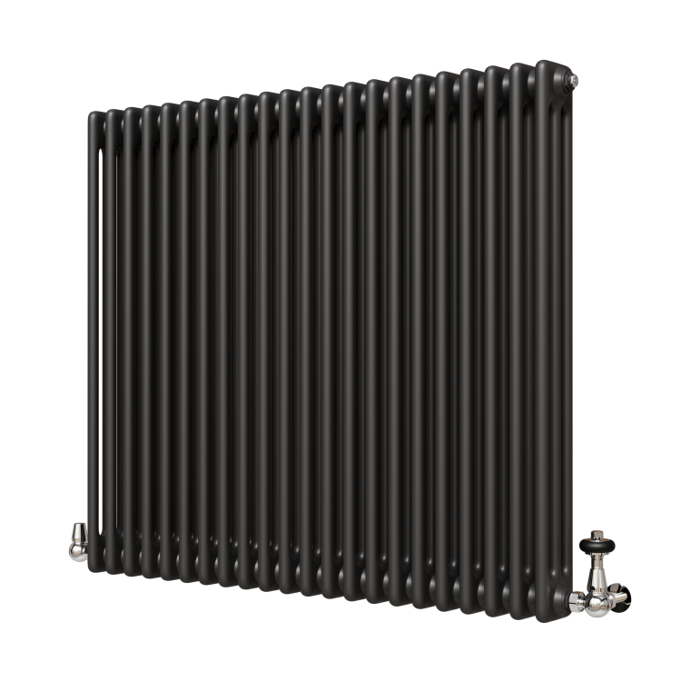 Reggio Midnight Black Horizontal Triple Column Radiator 800x1010mm 5736 BTU - Cast Iron Style