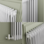 Reggio White Horizontal Triple Column Radiator 800x1010mm 5736 BTU - Cast Iron Style