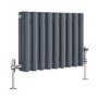 Reggio Anthracite Horizontal Triple Column Traditional Radiator 300x425mm 928 BTU - Cast Iron Style