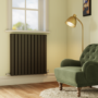 Riace Midnight Black Horizontal Flat Designer Radiator 800x748mm Double Panel 3628 BTU