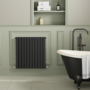 Riace Midnight Black Horizontal Flat Designer Radiator 800x748mm Double Panel 3628 BTU