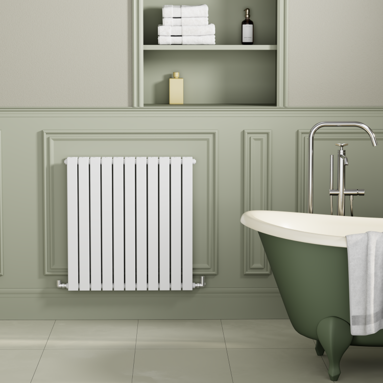 Riace White Horizontal Flat Designer Radiator 800x748mm Double Panel 3628 BTU