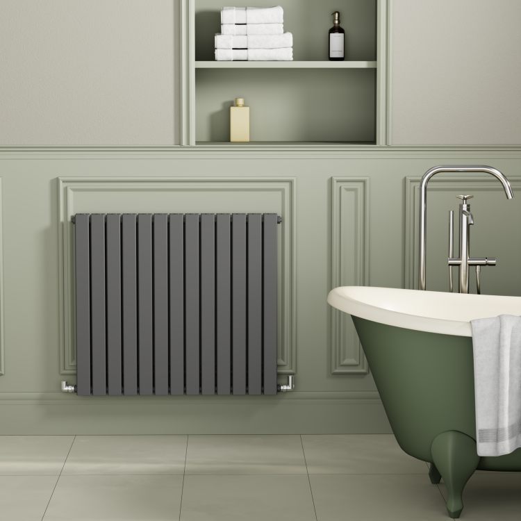 Riace Anthracite Horizontal Flat Designer Radiator 800x884mm Double Panel 4286 BTU