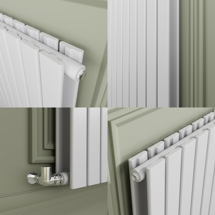 Riace White Horizontal Flat Designer Radiator 800x1020mm Double Panel 4948 BTU
