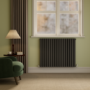 Sorrento Midnight Black Horizontal Oval Designer Radiator 800x1003mm Double Panel 5173 BTU