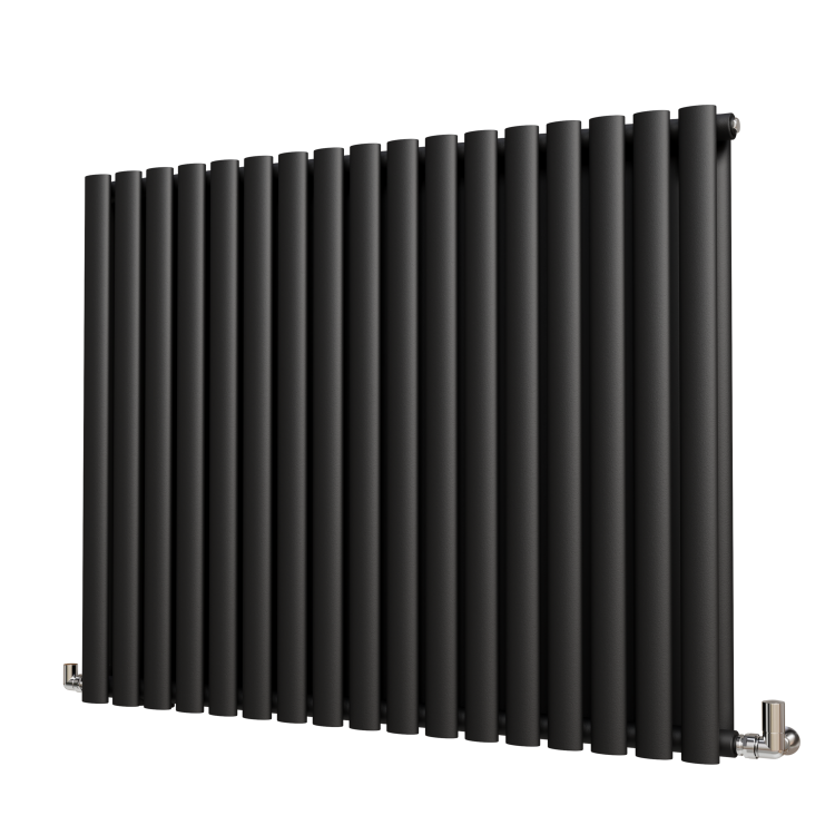 Sorrento Midnight Black Horizontal Oval Designer Radiator 800x1003mm Double Panel 5173 BTU