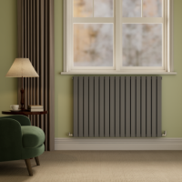 Riace Anthracite Horizontal Flat Designer Radiator 800x1156mm Double Panel 5606 BTU