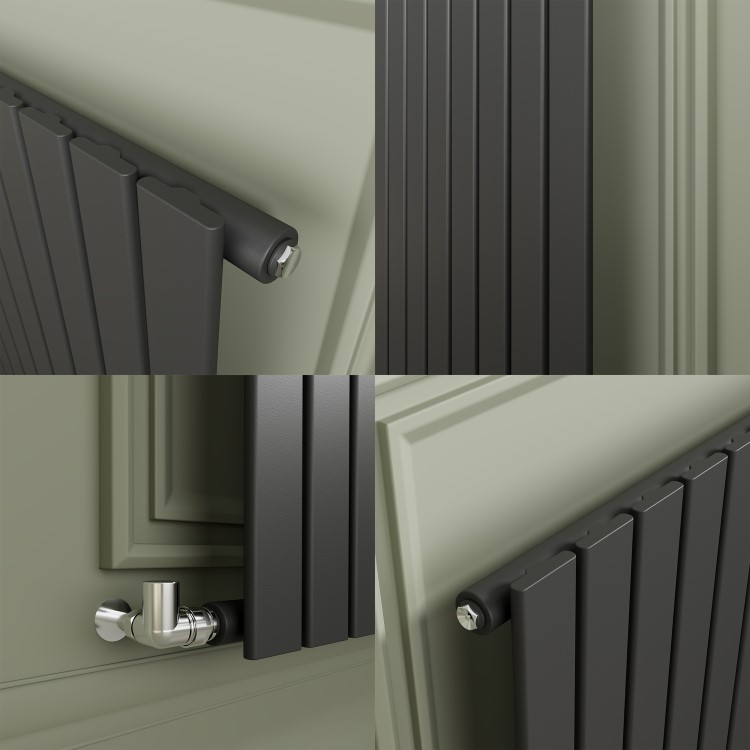 Riace Anthracite Horizontal Flat Designer Radiator 800x1156mm Double Panel 5606 BTU