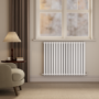 Sorrento White Horizontal Oval Designer Radiator 800x1003mm Double Panel 5173 BTU