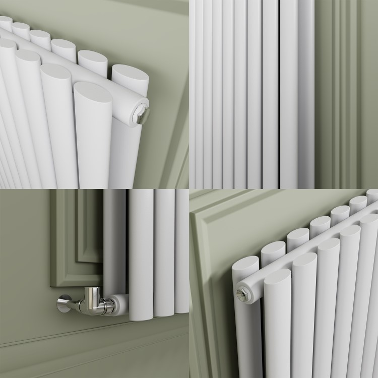 Sorrento White Horizontal Oval Designer Radiator 800x1003mm Double Panel 5173 BTU