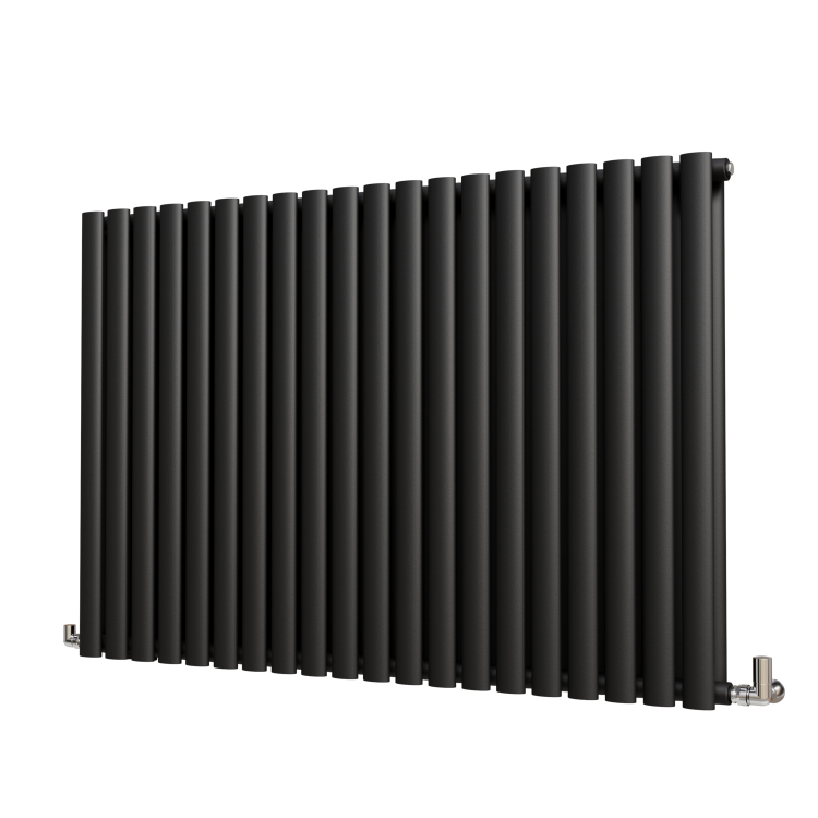 Sorrento Midnight Black Horizontal Oval Designer Radiator 800x1180mm Double Panel 6087 BTU