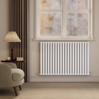 Sorrento White Horizontal Oval Designer Radiator 800x1180mm Double Panel 6087 BTU