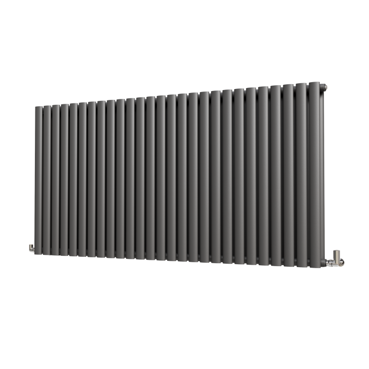 Sorrento Anthracite Horizontal Oval Designer Radiator 800x1593mm Double Panel 8218 BTU