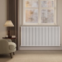 Sorrento White Horizontal Oval Designer Radiator 800x1593mm Double Panel 8218 BTU