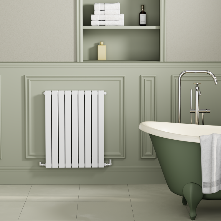 Riace White Horizontal Flat Designer Radiator 800x612mm Double Panel 2970 BTU