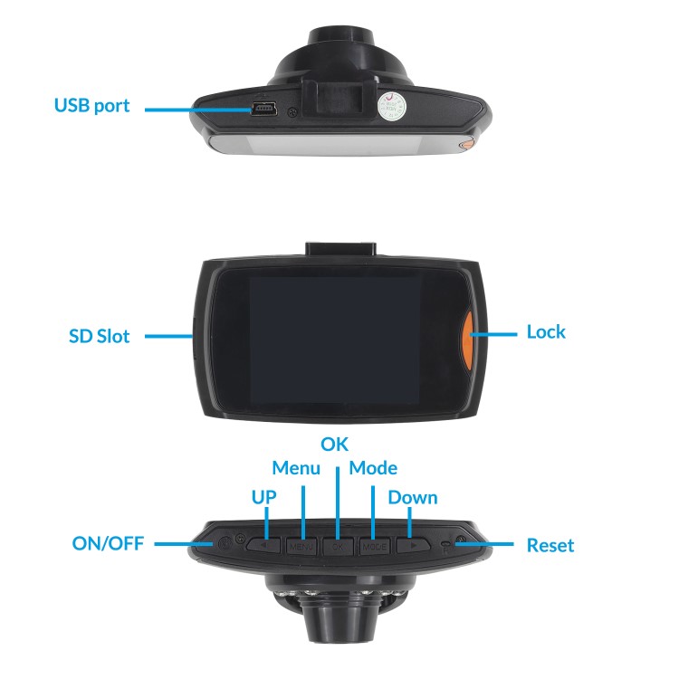 electriQ 1080p Full HD Dashcam with wide angle lens
