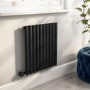 Midnight Black Electric Horizontal Designer Radiator 0.6kW with Wifi Thermostat - H600xW590mm - IPX4 Bathroom Safe