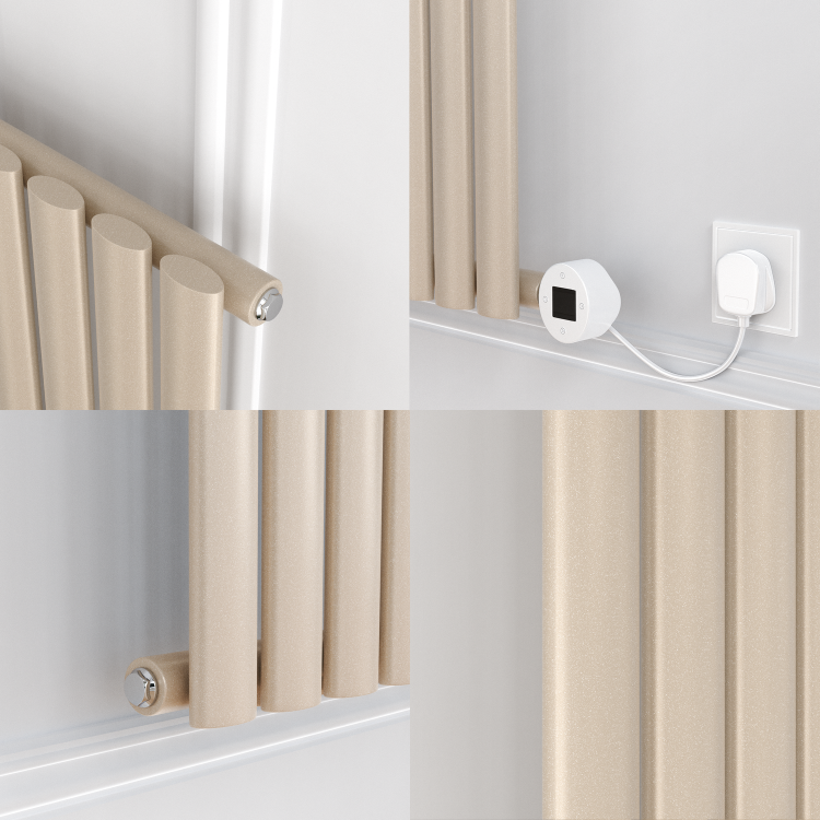 Cleopatra Horizontal Smart Electric Radiator with Wi-Fi Thermostat - 600W - H600xW590mm - Bathroom Safe