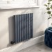 GRADE A1 - Anthracite Electric Horizontal Designer Radiator 0.6kW with Wifi Thermostat - H600xW590mm - IPX4 Bathroom Safe