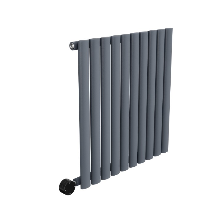 Anthracite Horizontal Smart Electric Radiator with Wi-Fi Thermostat - 0.6kW - H600xW590mm - Bathroom Safe