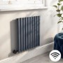 Anthracite Horizontal Smart Electric Radiator with Wi-Fi Thermostat - 0.6kW - H600xW590mm - Bathroom Safe