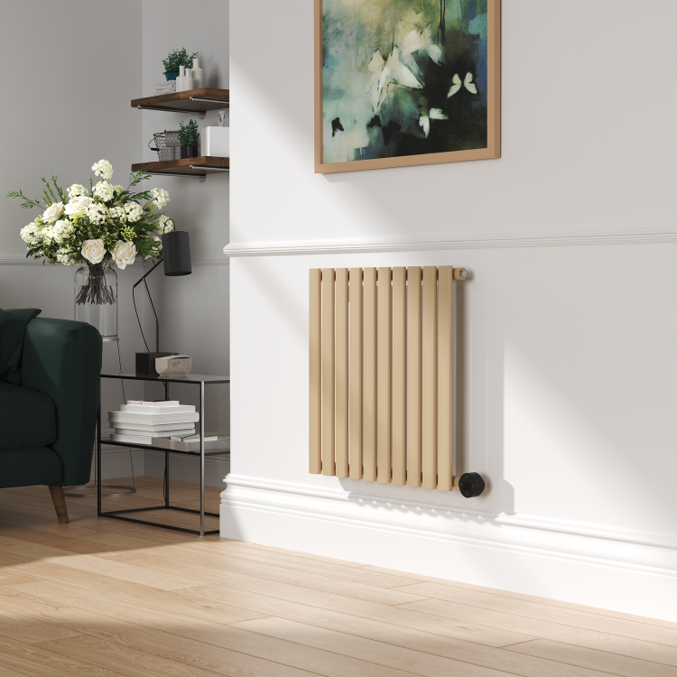 Elk Brown Horizontal Smart Electric Radiator with Wi-Fi Thermostat - 600W - H600xW590mm - Bathroom Safe
