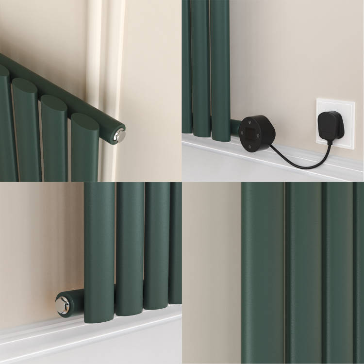 Evergreen Horizontal Smart Electric Radiator with Wi-Fi Thermostat - 600W - H600xW590mm - Bathroom Safe