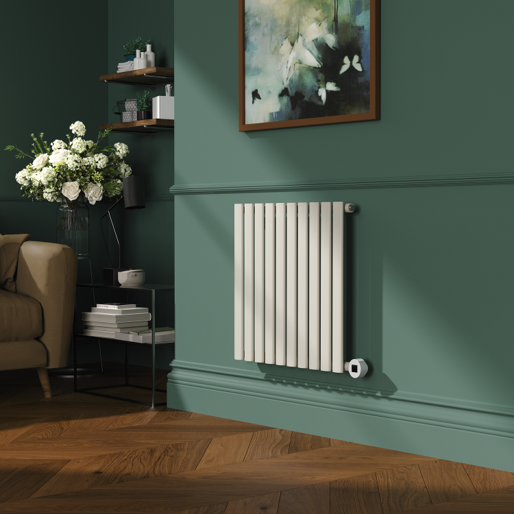 Linen Horizontal Smart Electric Radiator with Wi-Fi Thermostat - 600W - H600xW590mm - Bathroom Safe