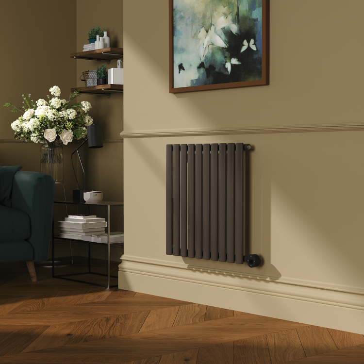 Russet Horizontal Smart Electric Radiator with Wi-Fi Thermostat - 600W - H600xW590mm - Bathroom Safe