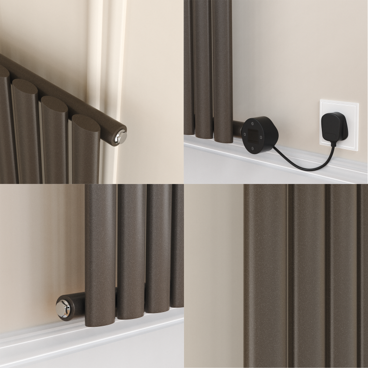 Russet Horizontal Smart Electric Radiator with Wi-Fi Thermostat - 600W - H600xW590mm - Bathroom Safe