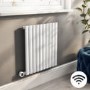 White Horizontal Smart Electric Radiator with Wi-Fi Thermostat - 0.6kW - H600xW590mm - Bathroom Safe