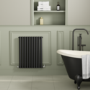 Sorrento Midnight Black Horizontal Oval Designer Radiator 800x590mm Single Panel 1947 BTU