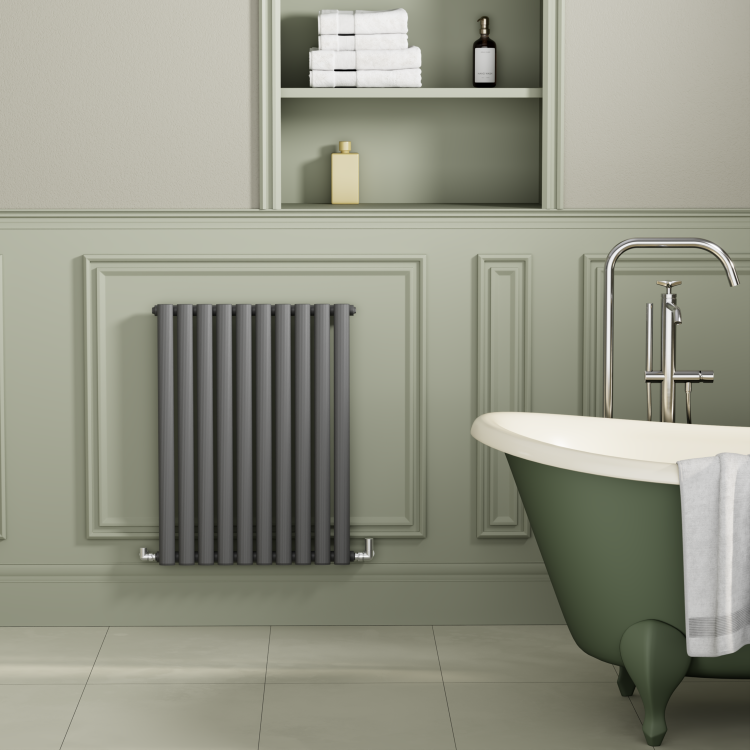 Sorrento Anthracite Horizontal Oval Designer Radiator 800x590mm Single Panel 1947 BTU