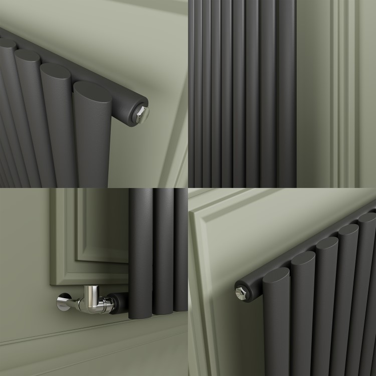 Sorrento Anthracite Horizontal Oval Designer Radiator 800x590mm Single Panel 1947 BTU