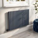 HS17-600-1.2DGW Anthracite Horizontal Smart Electric Radiator with Wi-Fi Thermostat - 1.2kW - H600xW1003mm - Bathroom Safe