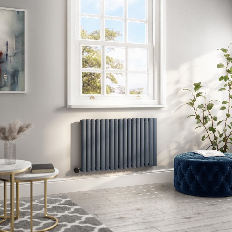 Anthracite Horizontal Smart Electric Radiator with Wi-Fi Thermostat - 1.2kW - H600xW1003mm - Bathroom Safe