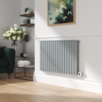 Salt & Pepper Horizontal Smart Electric Radiator with Wi-Fi Thermostat - 1200W - H600xW1000mm - Bathroom Safe