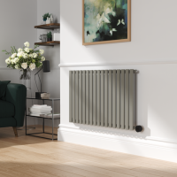 Smoked Stone Horizontal Smart Electric Radiator with Wi-Fi Thermostat - 1200W - H600xW1000mm - Bathroom Safe