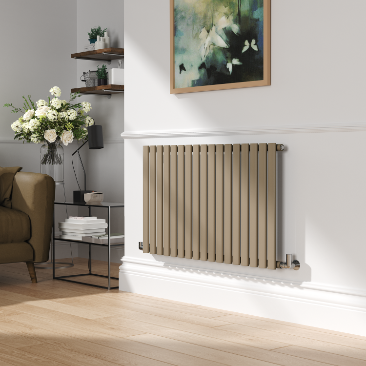 Sorrento Beige grey Horizontal Oval Designer Radiator 600x1003mm Single Panel 2679 BTU