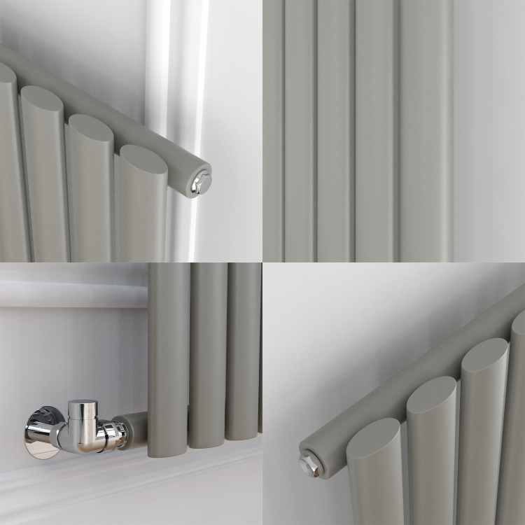 Sorrento Smoked Stone Horizontal Oval Designer Radiator 600x1003mm Single Panel 2679 BTU