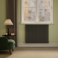 Sorrento Midnight Black Horizontal Oval Designer Radiator 800x1003mm Single Panel 3311 BTU