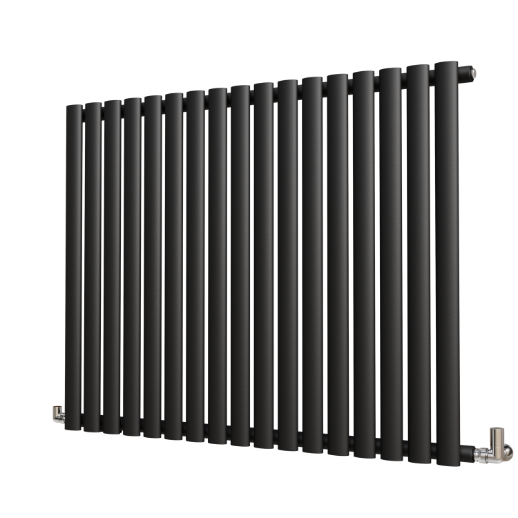 Sorrento Midnight Black Horizontal Oval Designer Radiator 800x1003mm Single Panel 3311 BTU