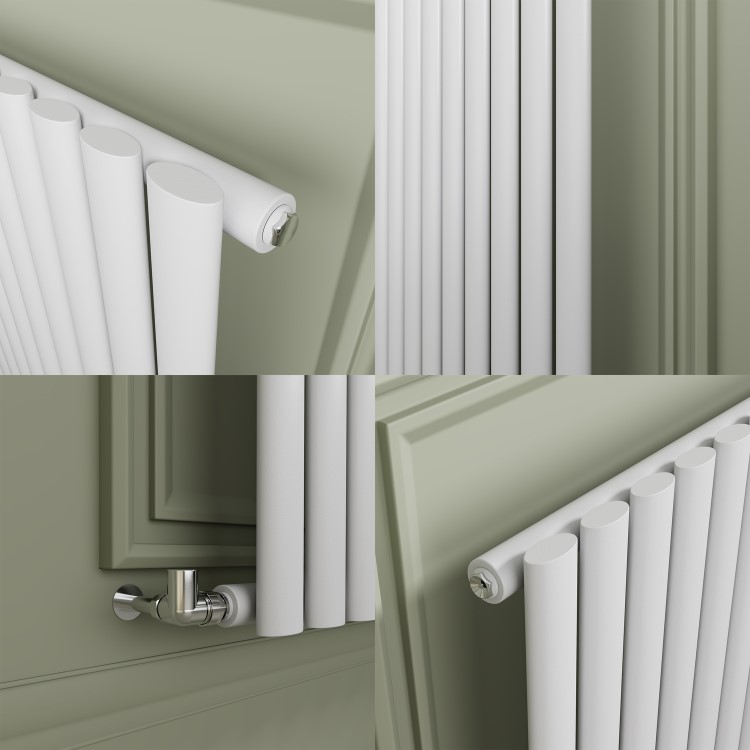 Sorrento White Horizontal Oval Designer Radiator 800x1003mm Single Panel 3311 BTU
